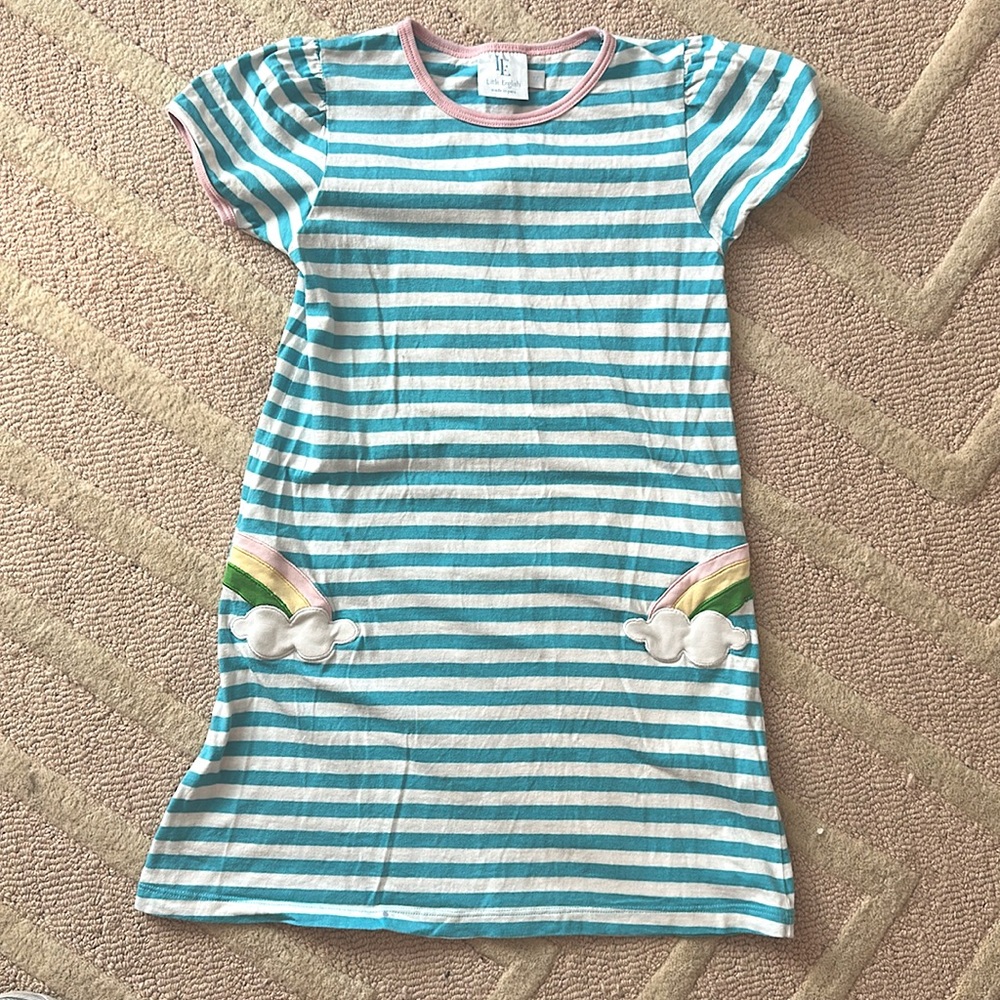 Little English Rainbow Appliqué T-Shirt Dress